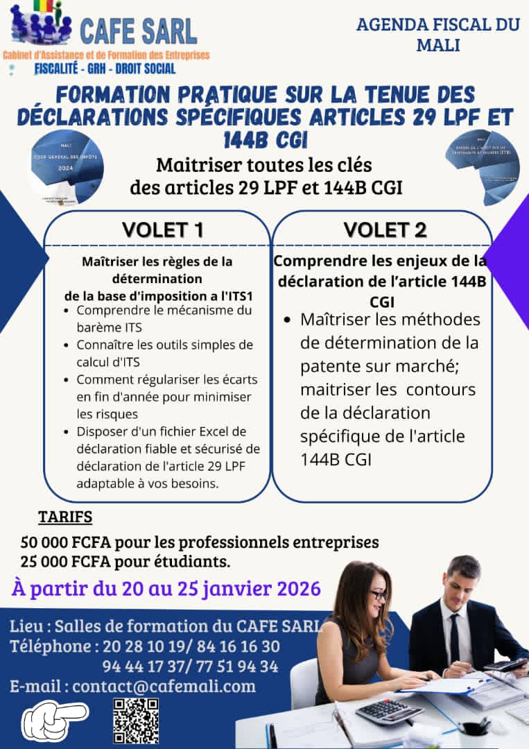 Formation pratique sur la tenue des Déclarations spécifiques articles 29 LPF et 144B CGI